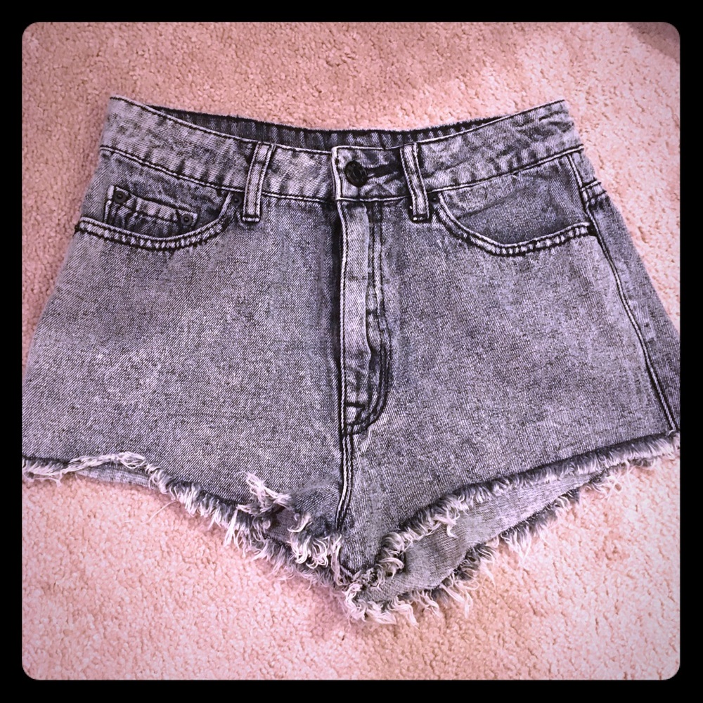 BDG High Rise Distressed Grey Shorts